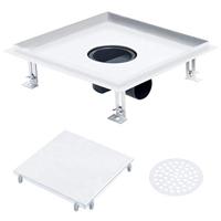 VidaXL Doucheafvoer met 2-in-1 deksels 28x28 cm roestvrij staal - thumbnail