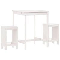 3-delige Barset massief grenenhout wit - thumbnail