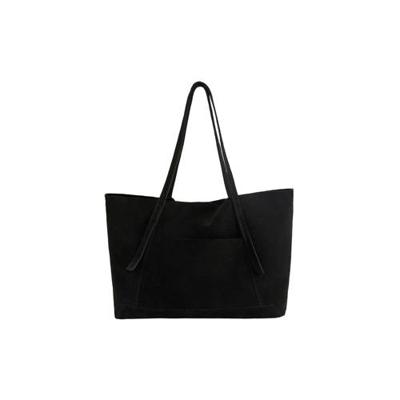 Mango leren shopper zwart