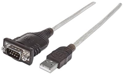 Manhattan Aansluitkabel USB 1.1, Serieel [1x USB 1.1 stekker A - 1x D-sub stekker 9-polig] 0.45 m Zilver-zwart