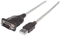 Manhattan Aansluitkabel USB 1.1, Serieel [1x USB 1.1 stekker A - 1x D-sub stekker 9-polig] 0.45 m Zilver-zwart - thumbnail