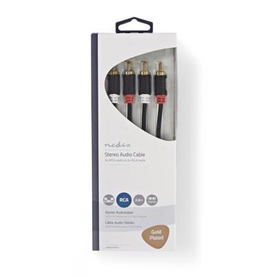 Nedis CABW24200AT20 Stereo Audiokabel 2x Rca Male - 2x Rca Male 2,0 M Antraciet