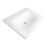 Brauer Glacier Wastafel - 60 cm - met 1 Spoelbak en 0 Kraangaten - Fine Stone Mat Wit - thumbnail