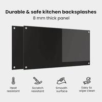 VidaXL Keuken achterwand 2 pcs zwart 100 x 50 cm gehard glas - thumbnail