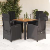 5-delige Tuinset met kussens poly rattan zwart - thumbnail