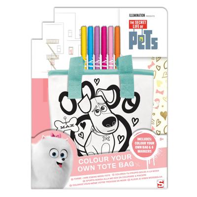 Sambro the secret live of pets kleur je eigen tasje + 6 stiften