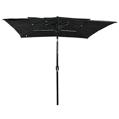 VidaXL Parasol 3-laags met aluminium paal 2,5x2,5 m zwart
