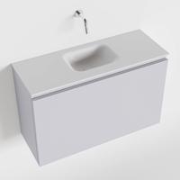 MONDIAZ OLAN 80cm toiletmeubel cale. LEX wastafel talc midden geen kraangat - thumbnail