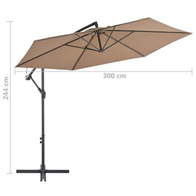 VidaXL Zweefparasol met aluminium paal 300 cm taupe