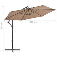 VidaXL Zweefparasol met aluminium paal 300 cm taupe - thumbnail