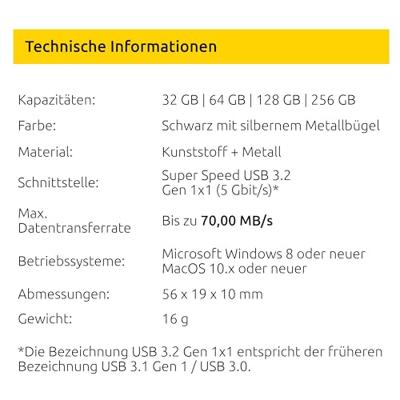 USB stick INTENSO Office Line 64GB USB-A 3.2 64 GB Zwart USB stick INTENSO Office Line 64GB USB-A 3.2 64 GB Zwart
