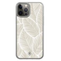 iPhone 12 (Pro) hybride hoesje - Palmy leaves beige - thumbnail
