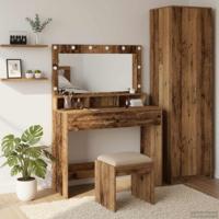 Kaptafel met plank Oud hout 100 x 41 x 135 cm Bewerkt hout - thumbnail