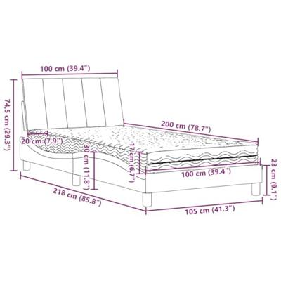 Bed met matras stof lichtgrijs 100x200 cm