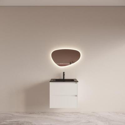 Badmeubelset BWS Riga met Asia Wastafel Zwart 60 cm Mat Wit