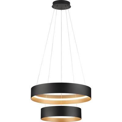 LED Hanglamp - Musterring Loop - 1 Lichtpunt van 55 Watt - Rond - Dimbaar - Aanpasbare Lichtkleur - Hoogte Aanpasbaar - Geheugenfunctie - Nachtlamp - Zwart/Goud - Metaal