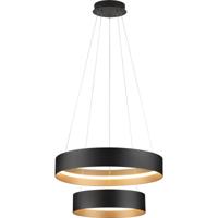 LED Hanglamp - Musterring Loop - 1 Lichtpunt van 55 Watt - Rond - Dimbaar - Aanpasbare Lichtkleur - Hoogte Aanpasbaar - Geheugenfunctie - Nachtlamp - Zwart/Goud - Metaal - thumbnail