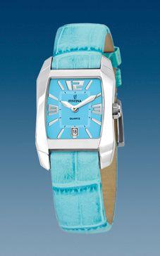 Horlogeband Festina F16137-6 Leder Lichtblauw 16mm