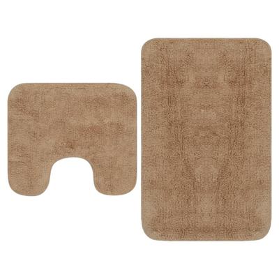 VidaXL Badmattenset stof beige 2-delig VidaXL Badmattenset stof beige 2-delig