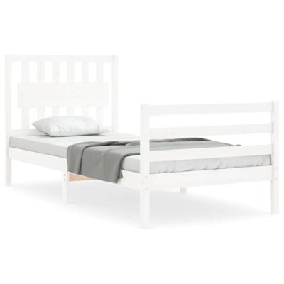 Bedframe met hoofdbord massief hout wit