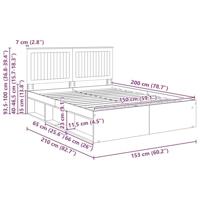Bedframe met hoofdeinde Zwart 150 x 200 cm Massief grenenhout - thumbnail