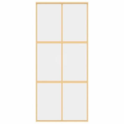 VidaXL Schuifdeur 90x205 cm helder esg-glas en aluminium goudkleurig