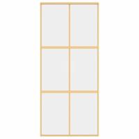 Schuifdeur 90x205 cm helder ESG-glas en aluminium goudkleurig - thumbnail