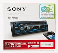 Sony DSX-A510KIT DAB+ Autoradio met Antenne, Dual Bluetooth, NFC, USB en Aux-Aansluiting, Blauwe Verlichting, Handsfree Bellen, Zwart - thumbnail