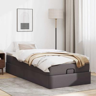 Ottoman bed met matras 90x200cm kunstleer grijs
