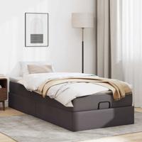 Ottoman bed met matras 90x200cm kunstleer grijs - thumbnail