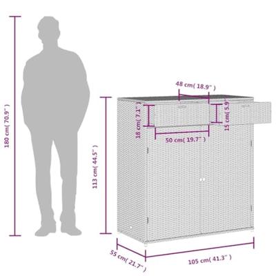 Tuinkast 105x55x113 cm poly rattan zwart