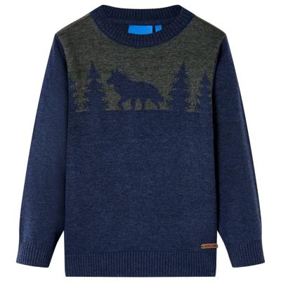 Kindertrui gebreid 116 marineblauw