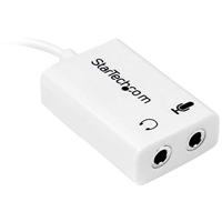 StarTech.com 3,5 mm jack audio Y-kabel, adapter voor headset, microfoon en luidspreker, AUX-kabel voor laptop en ultrabooks, stekker voor audio en microfoon, in wit - thumbnail