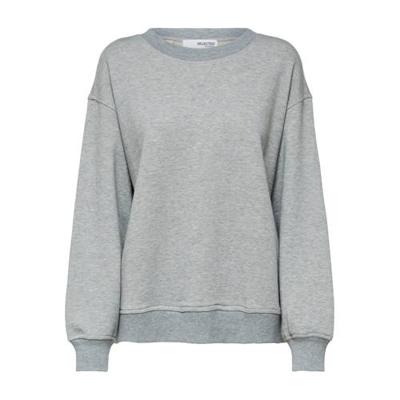 SELECTED FEMME gemêleerde sweater SLFSTASIE van biologisch katoen grijs melange