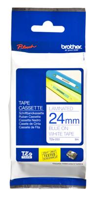 Labeltape Brother P-touch TZe-253 standaard 24mm blauw op wit