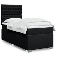 Boxspring met matras stof zwart 90x190 cm - thumbnail