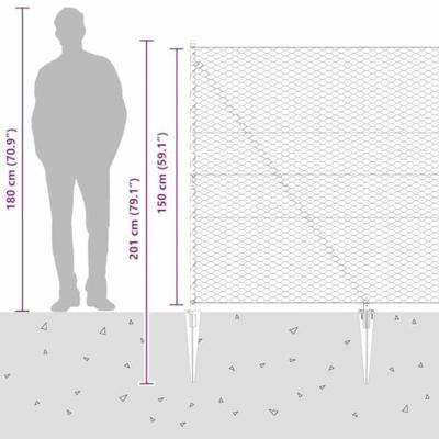 VidaXL Afrasteringspaal groen 10 x 1,5 m (36 mm gaas) staal en pvc