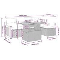 6-delige Loungeset met kussens poly rattan acacia zwart - thumbnail