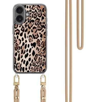 iPhone 17 hoesje met beige koord - Golden wildcat