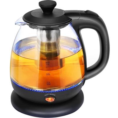 Waterkoker LED Verlichting RVS/Glas 1L 2200W Zwart met Theefilter