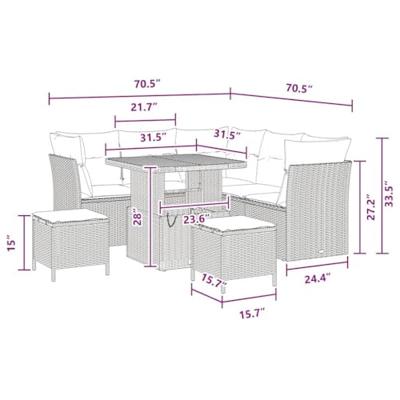 Tuinbankenset 8 pcs Zwart poly rattan