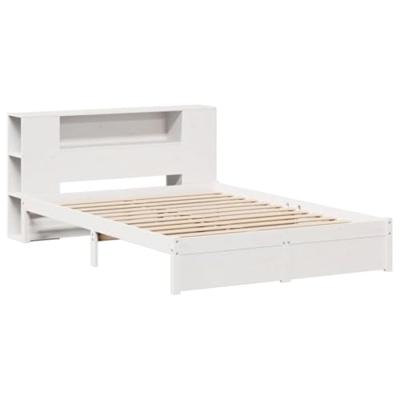 Bed met boekenkast zonder matras grenenhout wit 140x190 cm