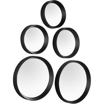 Stijlvolle Spiegelset 5-delig met Zwart Frame - 25x25 cm