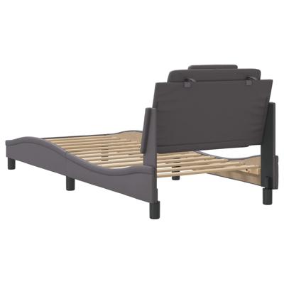 Bedframe met hoofdbord kunstleer grijs 100x200 cm Bedframe met hoofdbord kunstleer grijs 100x200 cm