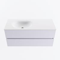 MONDIAZ VICA 110cm badmeubel onderkast Cale 2 lades. Wastafel MOON links 1 kraangat, kleur Talc. - thumbnail