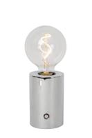Lucide VIVO - Oplaadbare Tafellamp - Accu/Batterij - Ø 8 cm - LED Dimb. - E27 - 1x1W 2700K - Chroom - thumbnail