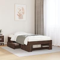 Bedframe zonder matras bewerkt hout bruin eikenkleur 90x200 cm - thumbnail