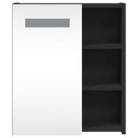 Badkamerkast met spiegel en LED 45x13x52 cm zwart - thumbnail