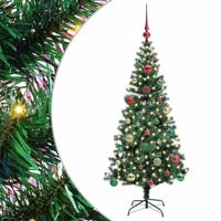 VidaXL Kunstmatig voorverlicht kerstboom groen 150 cm pvc en metaal - thumbnail