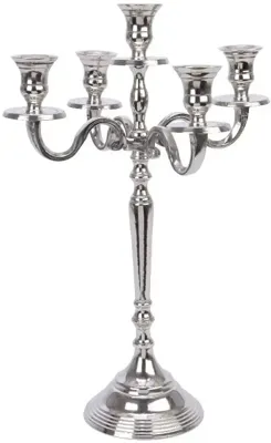 Decoris kandelaar aluminium 4-arms 28x40cm zilver